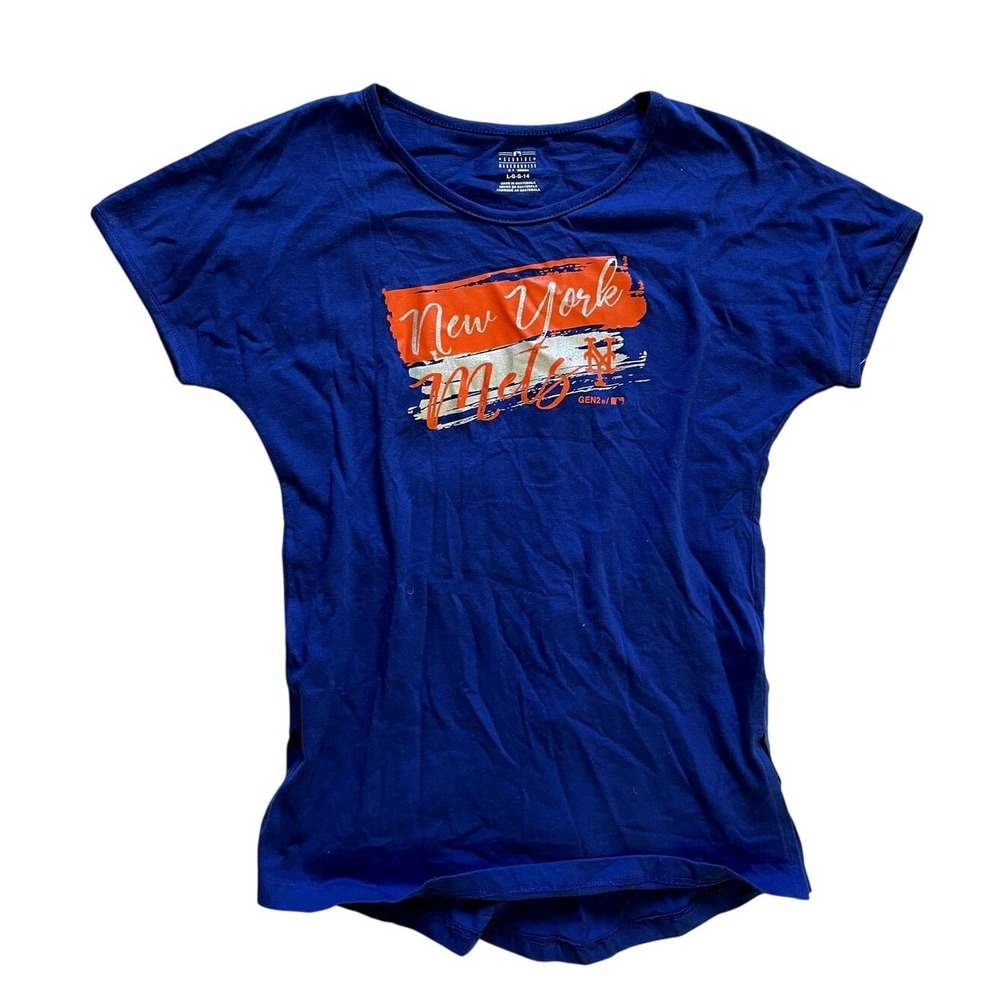 New York Mets GEN2 Youth Girls Blue Graphic T Shirt Size L 10-12 MLB Baseball